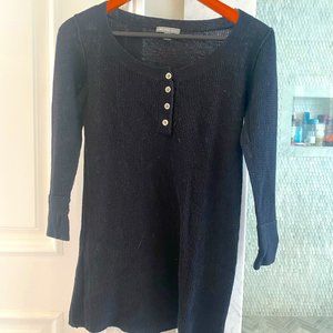 James Perse Long Sleeve Navy Blue Knit Shirt.